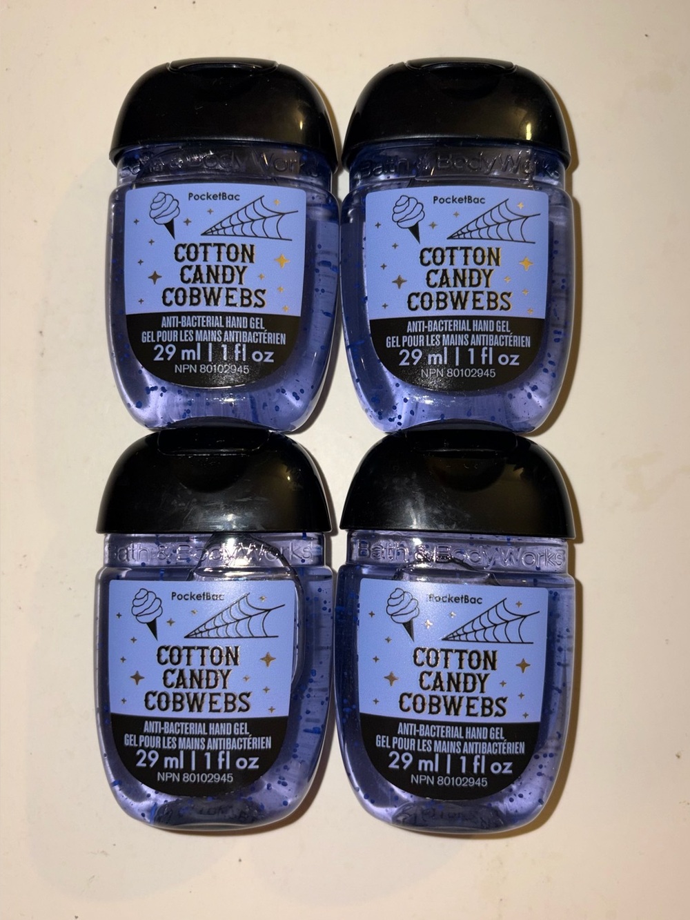 Bath & Body Works 4x Cotton Candy Cobwebs Hand Sanitizer Gel Pocketbac Halloween